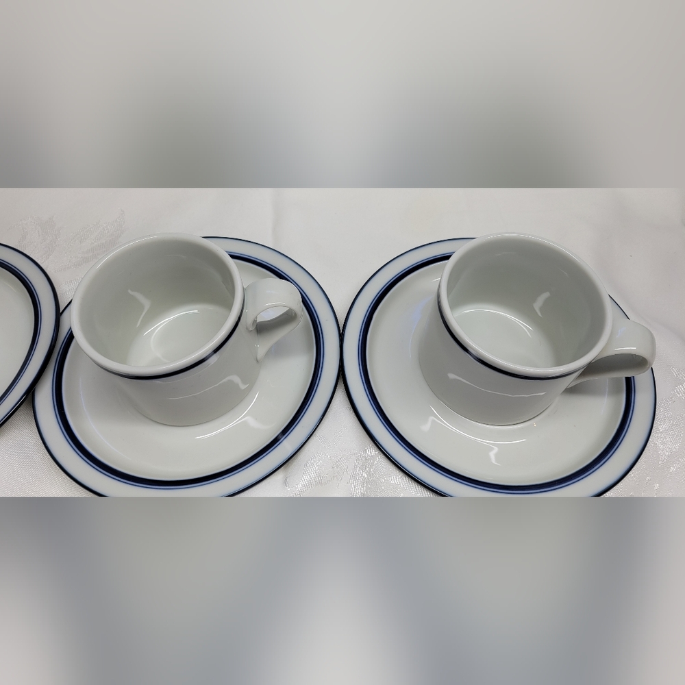 Dansk Bistro White and Blue Dinnerware Set - Picture 4 of 5